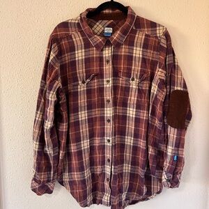 Kavu Men’s Plaid Flannel Shirt with Elbow Patches XL excellent condition!
